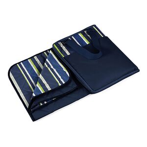 Picnic Time Vista Outdoor Blanket Navy Blue and Lime 59 x 51inch